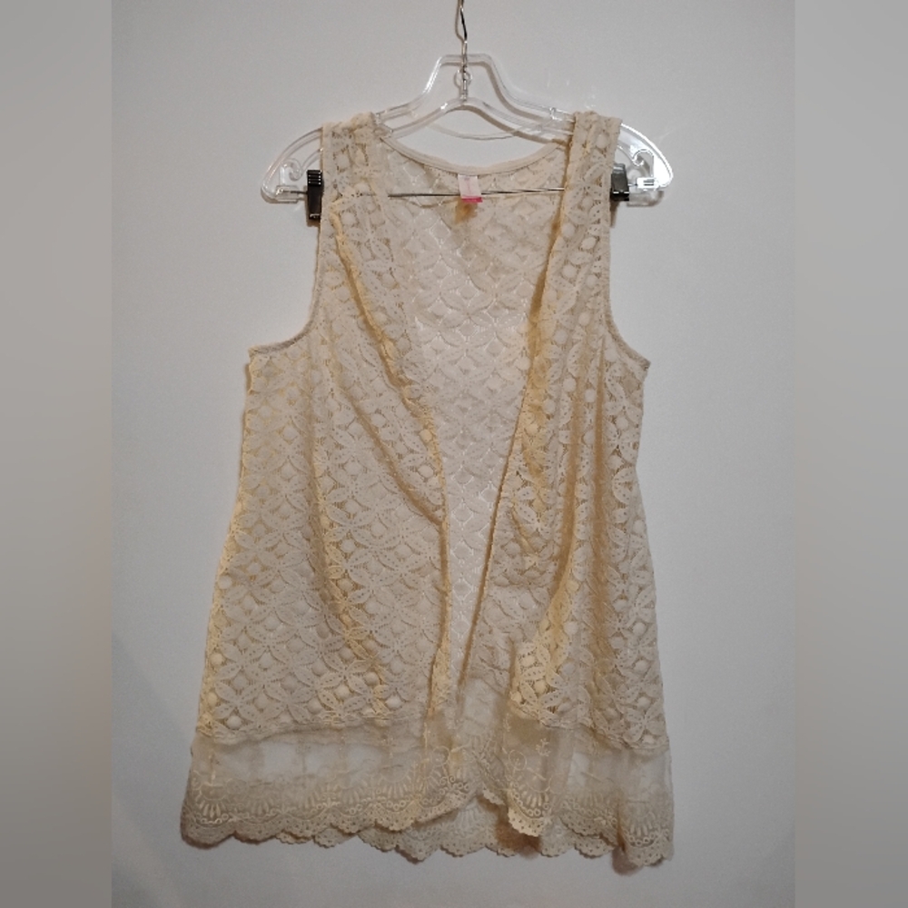 Cream Lace Sleeveless Top Wrap NO BOUNDARIES Youth XL/XG (15-17) 100%Polyester